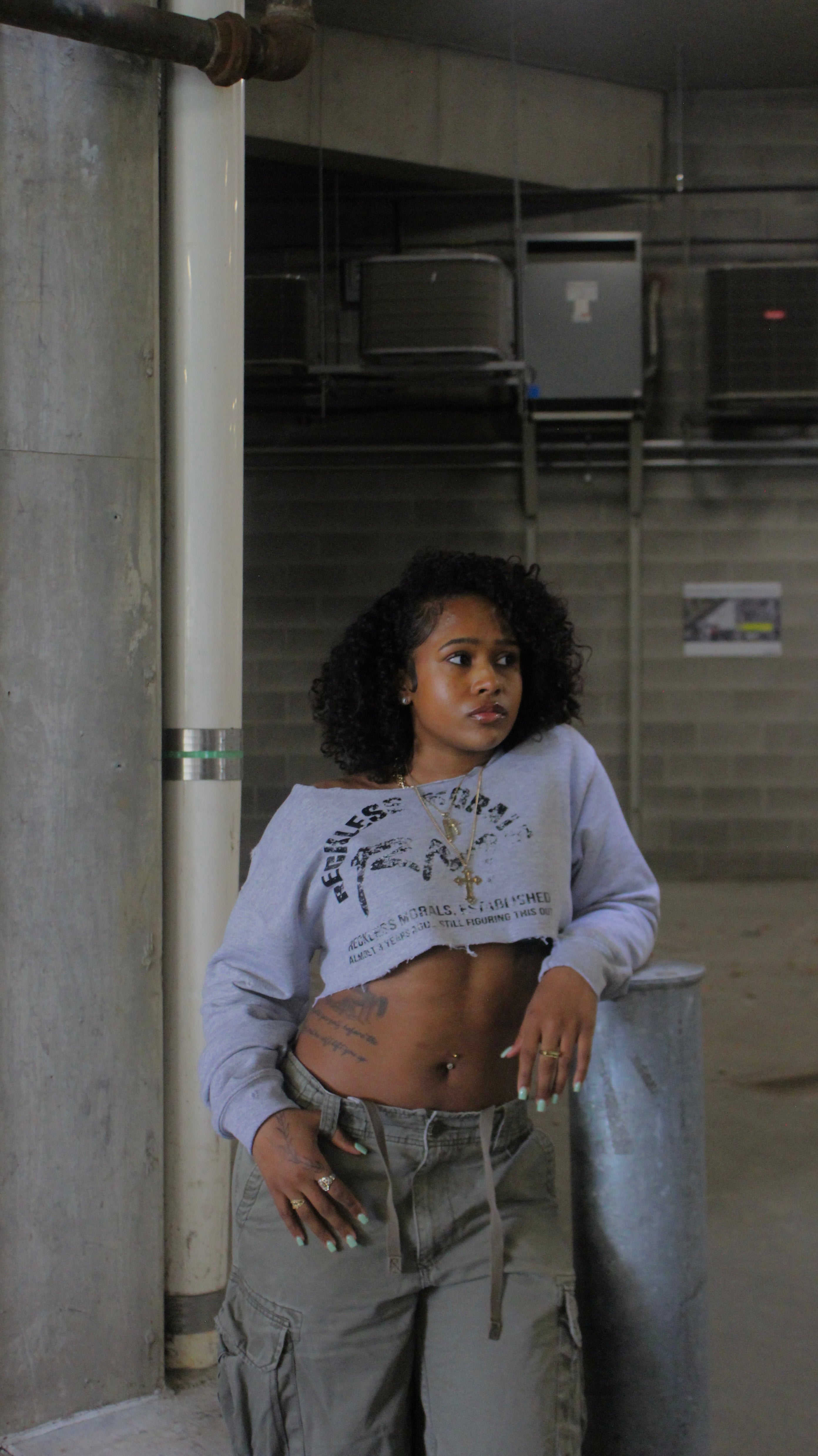 Off the shoulder Distressed Crop Top