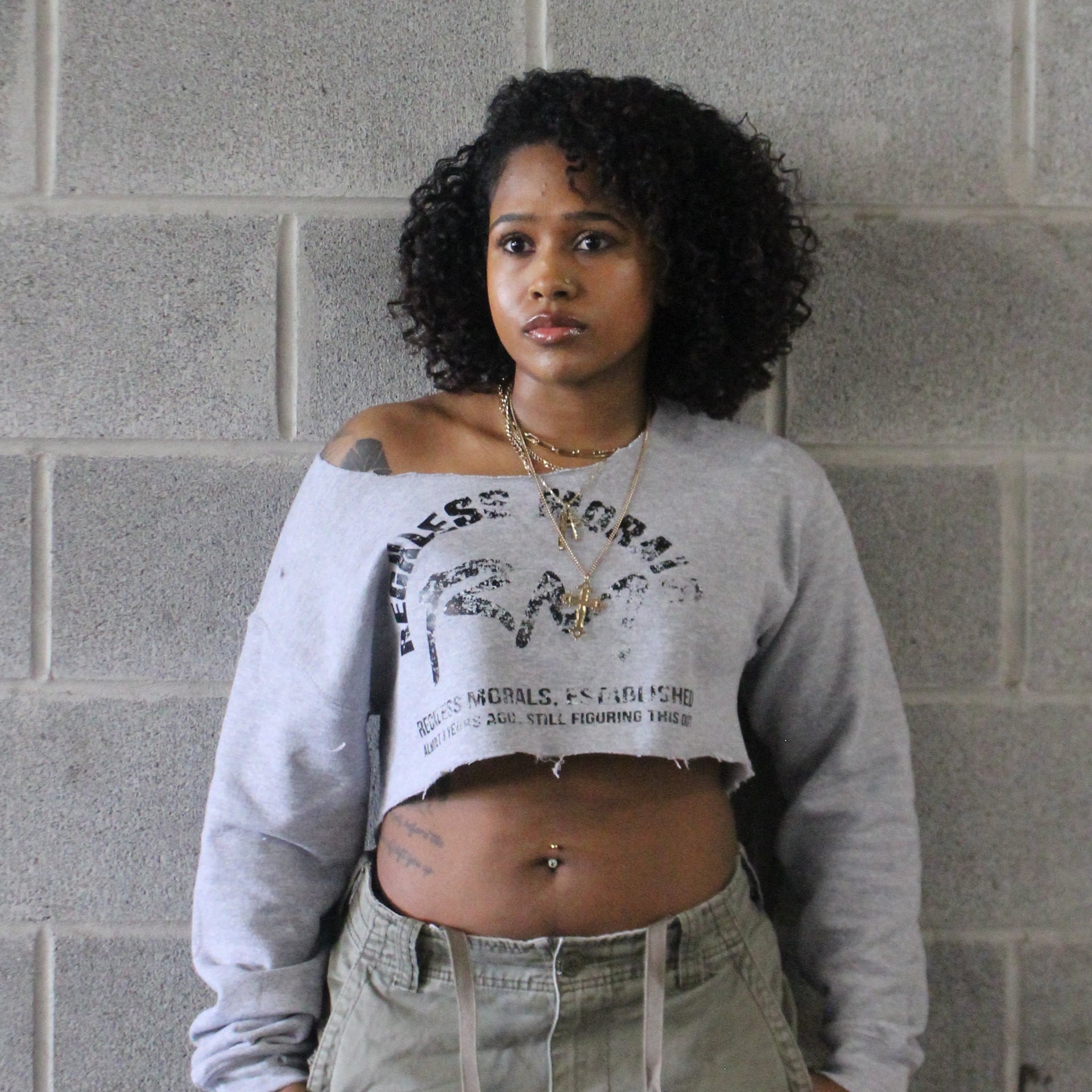 Off the shoulder Distressed Crop Top